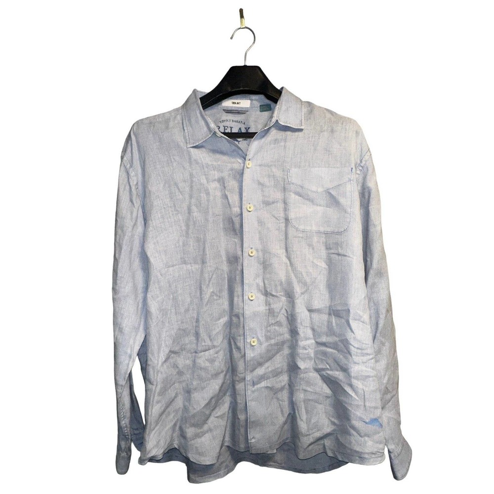 Tommy Bahama Relax 100% Linen Long Sleeve Button Up Shirt Size XXL